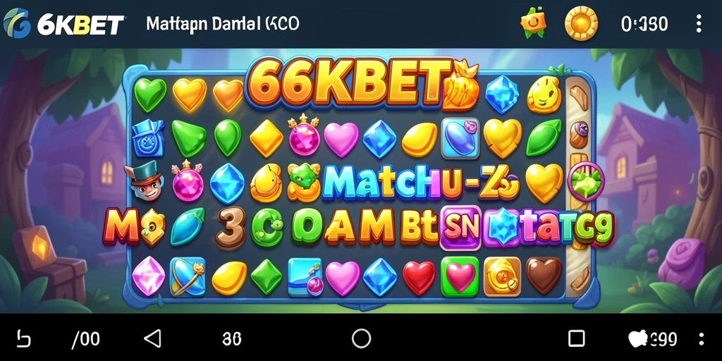 Screenshot utama 66KBET menampilkan aksi seru dalam permainan Match-3.