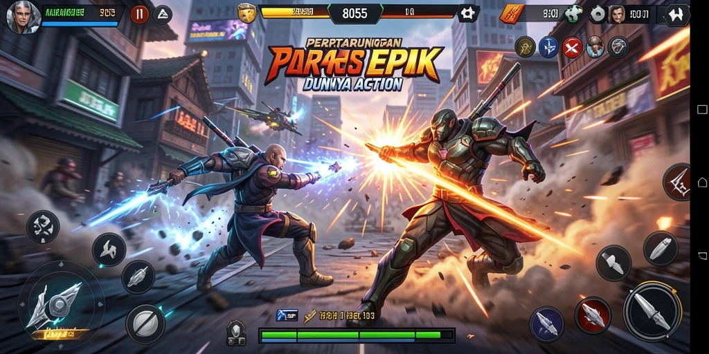Gameplay seru dengan pertarungan mendebarkan di 8055.