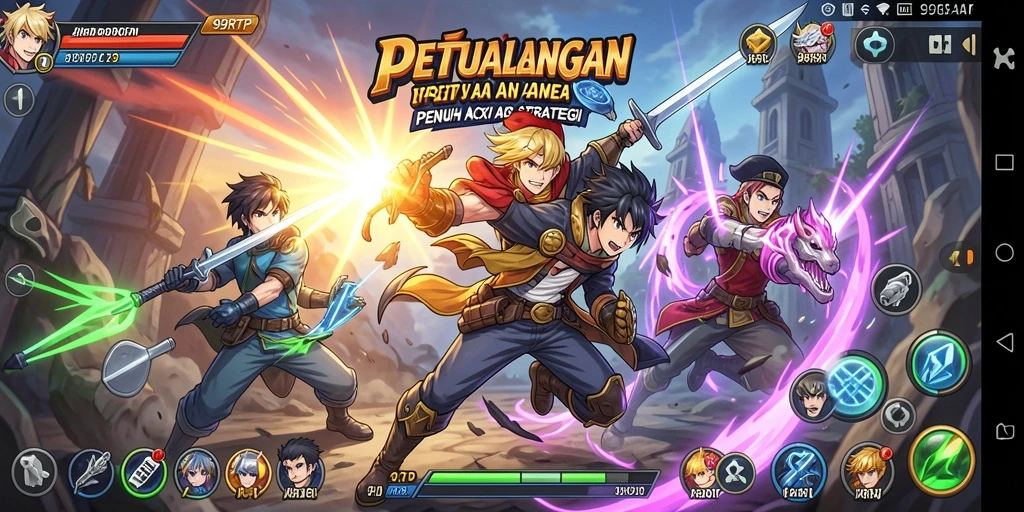 Tampilan gameplay <strong>99RTP</strong> menampilkan pertarungan karakter anime yang mendebarkan.