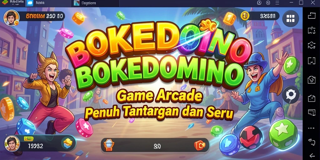 Tangkapan layar permainan Arcade BOKEDOMINO yang seru dan penuh warna.