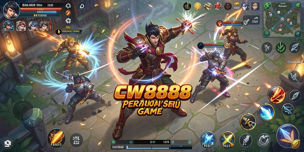Screenshot CW8888 memperlihatkan pertarungan seru antar karakter di arena.