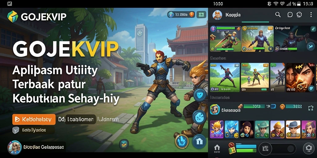 Tampilan utama aplikasi GOJEKVIP dengan fitur utilitas yang lengkap.