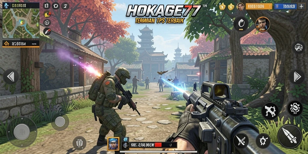 Screenshot menampilkan pertempuran gameplay seru di HOKAGE77.