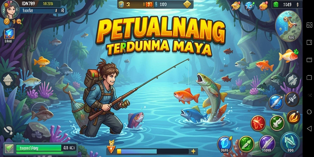 Gameplay seru IDN789 dengan berbagai jenis ikan dan lokasi memancing.