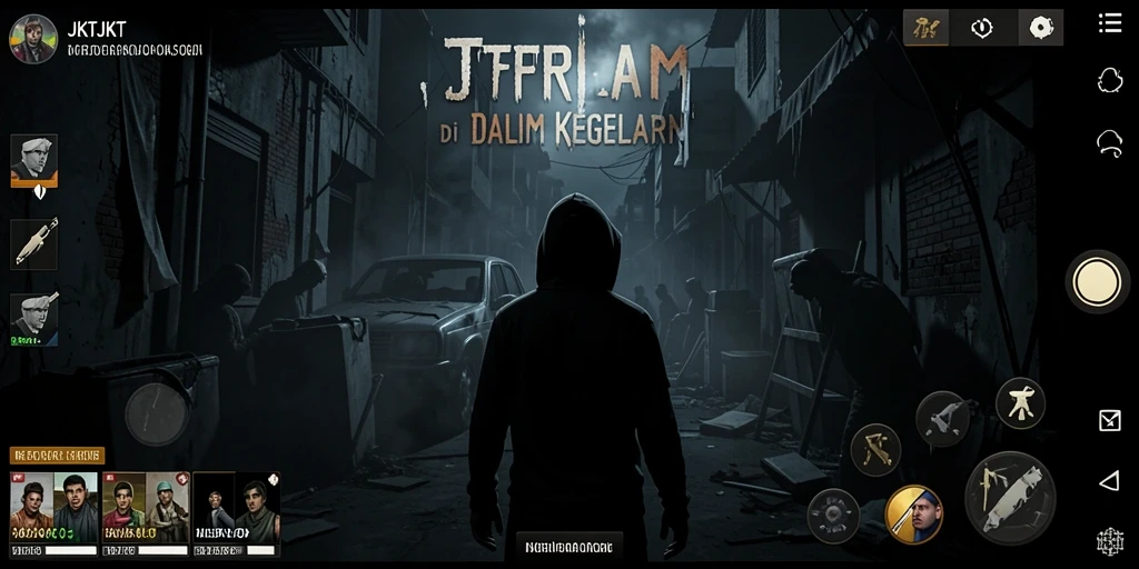 Tampilan gameplay JKTJKT yang mencekam dan menegangkan.