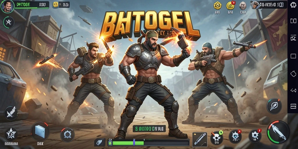 Screenshot dari OHTOGEL menampilkan gameplay Battle Royale yang intens.