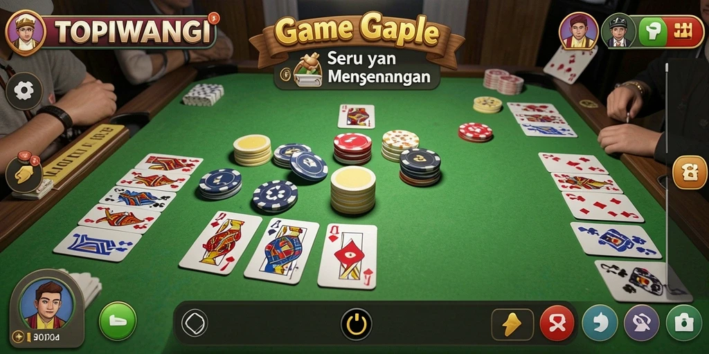 Tampilan gameplay TOPIWANGI menampilkan suasana seru permainan Gaple.