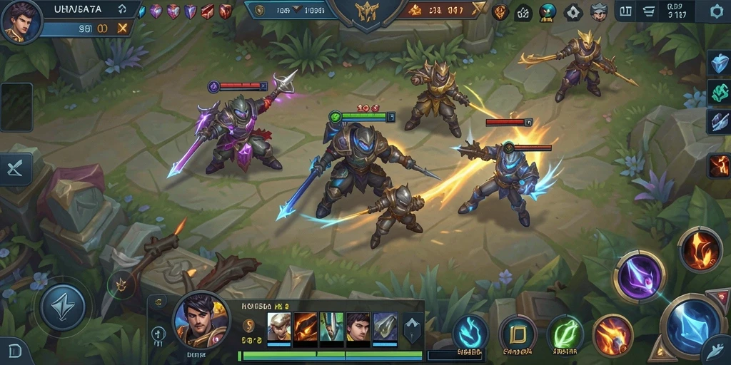 Gameplay seru UH77 dalam pertarungan MOBA yang menegangkan.