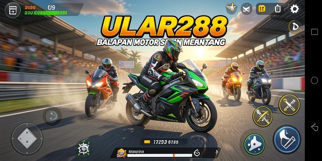 Tangkapan layar menunjukkan pengalaman balapan motor yang mendebarkan di ULAR288.
