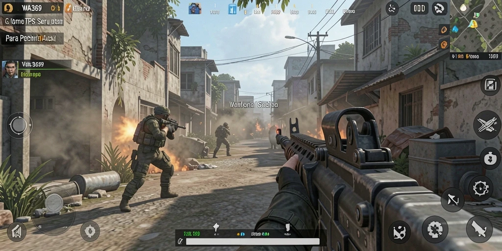 Screenshot gameplay WA369 yang menampilkan aksi seru di medan perang.