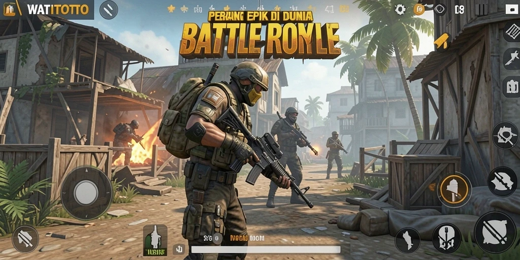 Gameplay seru WATITOTO dalam suasana Battle Royale yang intens.